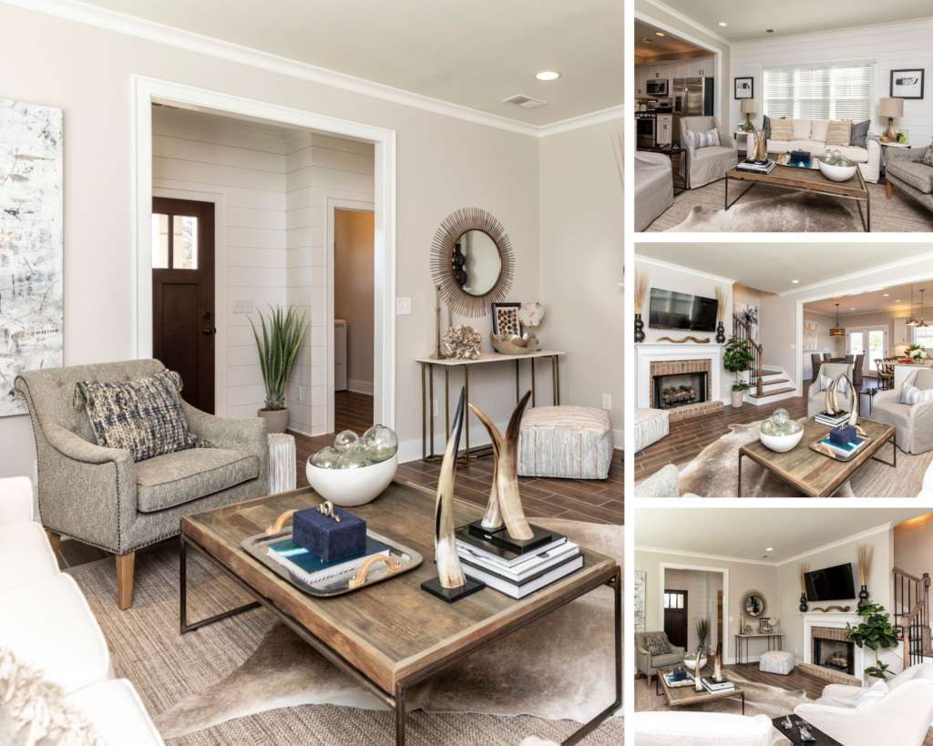 The open concept living room in the edward